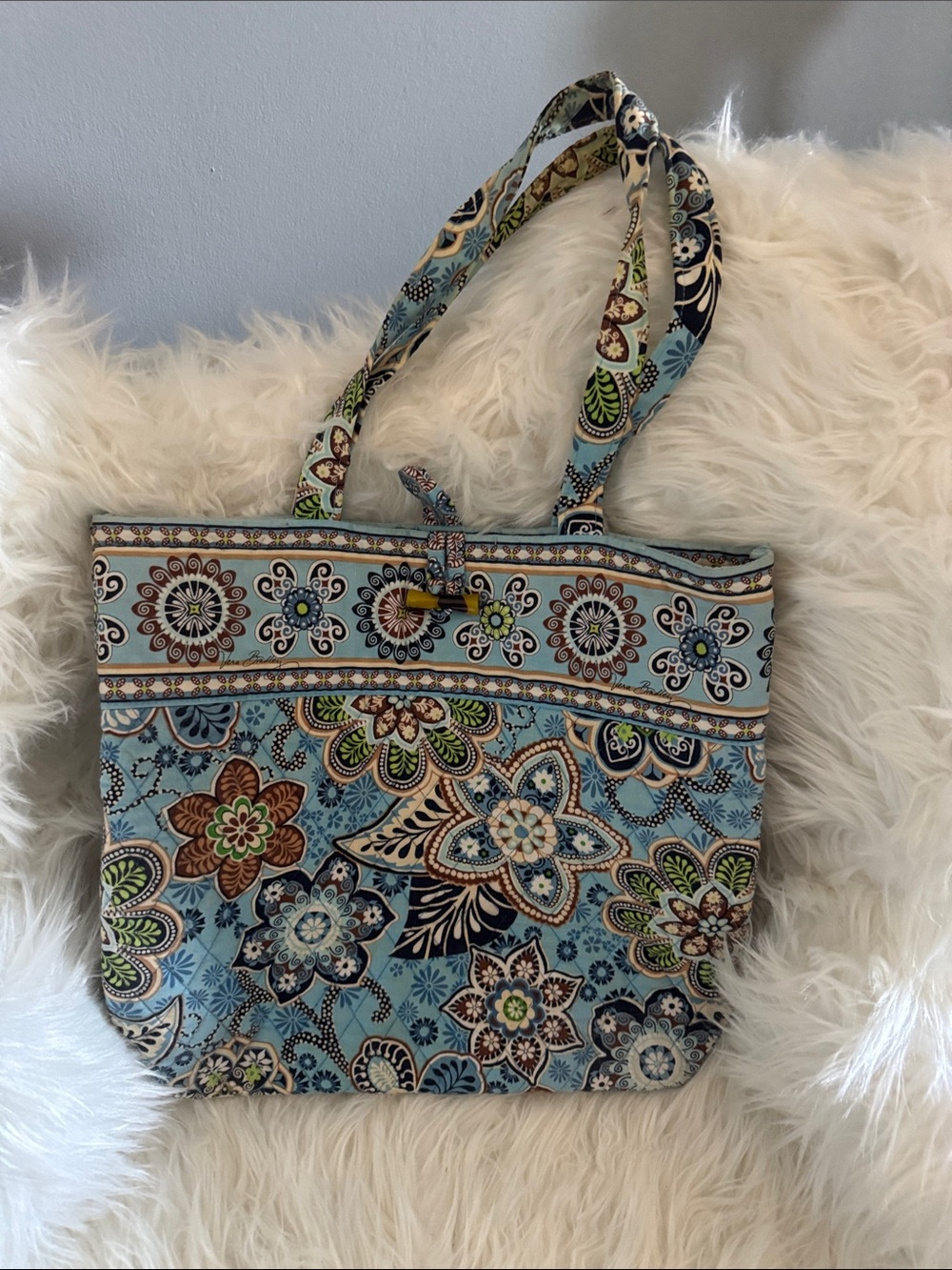 Blue Floral Patterned Tote Bag